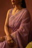 Half Silk Embroidered Lotus Sari